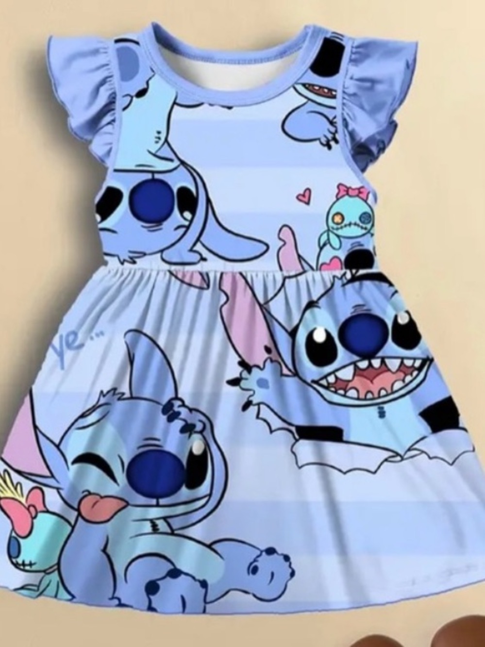 Disney Stitch Sundress Flutter Sleeves Ruffle Girls 9-10